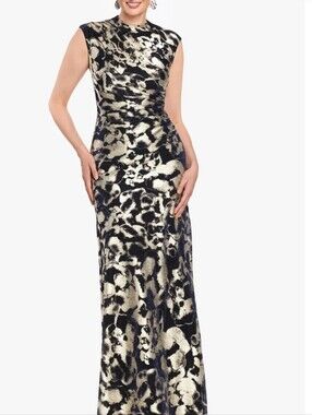 Betsy & Adam Mock Neck Gown